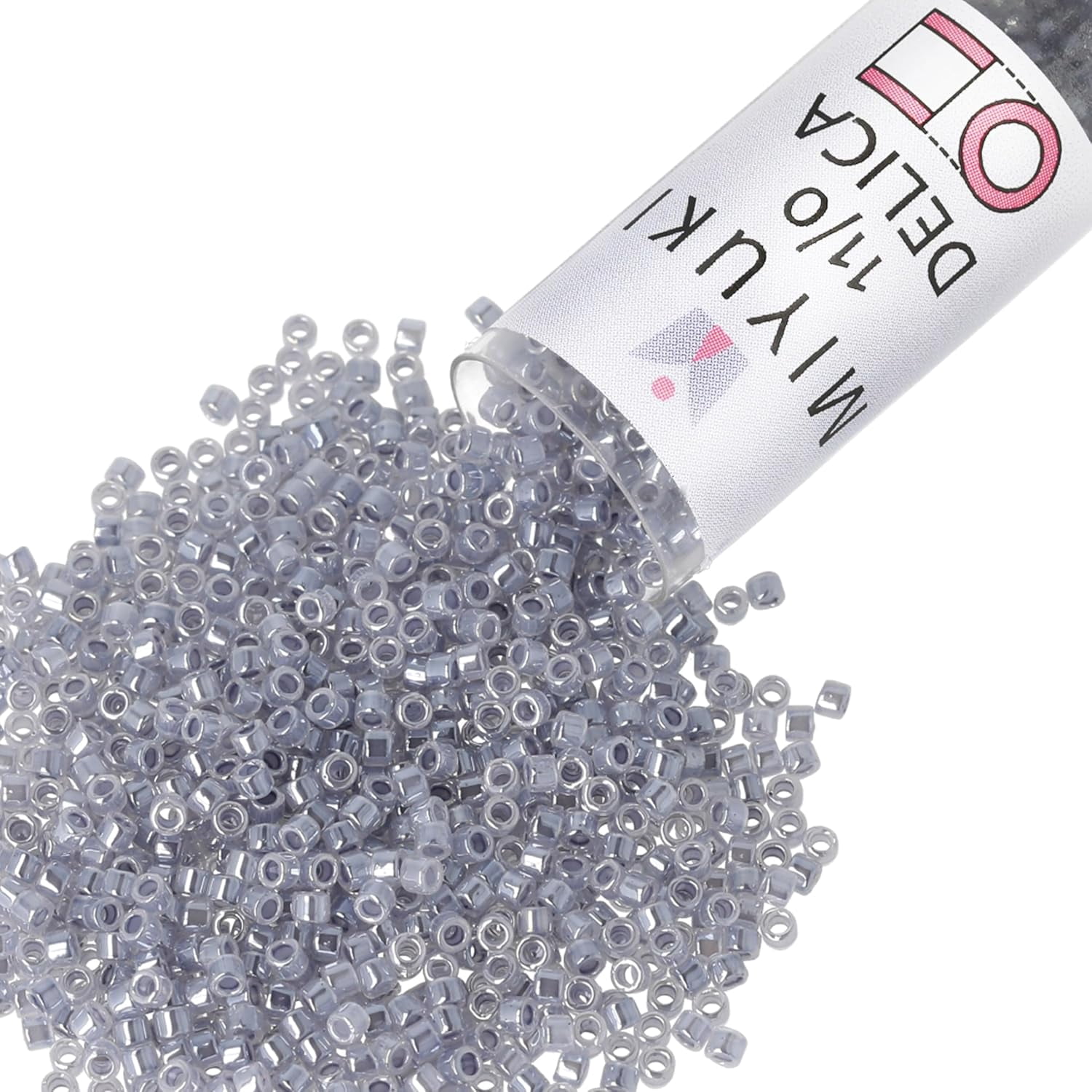 Miyuki Delica Seed Beads – Size 11/0 (1.6 mm), DB0242, Lined Crystal Gray, 7.2 g, Approx. 1440 Beads