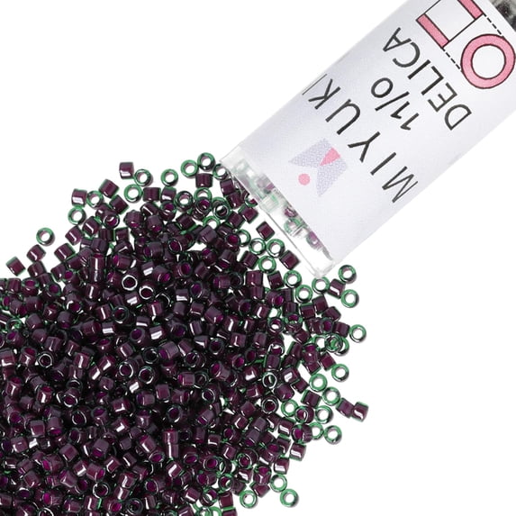 Miyuki Delica Seed Beads – Size 11/0, DB0279, Lined Gray/Maroon Luster, 7.2 g, Approx. 1440 Pcs