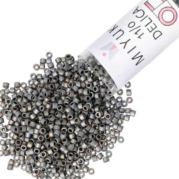 Miyuki Delica Seed Beads – Size 11/0 (1.6 mm), DB0307, Matte Metallic Silver Gray, 7.2 g, Approx. 1440 Beads