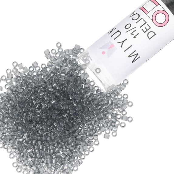 Miyuki Delica Seed Beads – Size 11/0 (1.6 mm), DB0708, Transparent Gray, 7.2 g, Approx. 1440 Beads