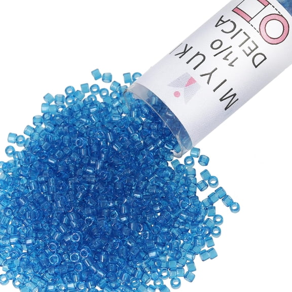 Miyuki Delica Seed Beads – Size 11/0 (1.6 mm), DB0714, Trnsp. Aquamarine, 7.2 g, Approx. 1440 Beads