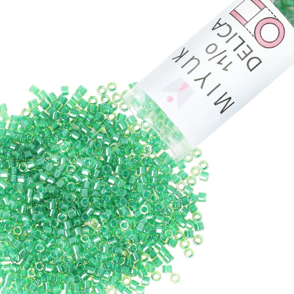 Miyuki Delica Seed Beads – Size 11/0 (1.6 mm), DB0916, Sparkling Light Green-Lined Chartreuse, 7.2 g, Approx. 1440 Beads