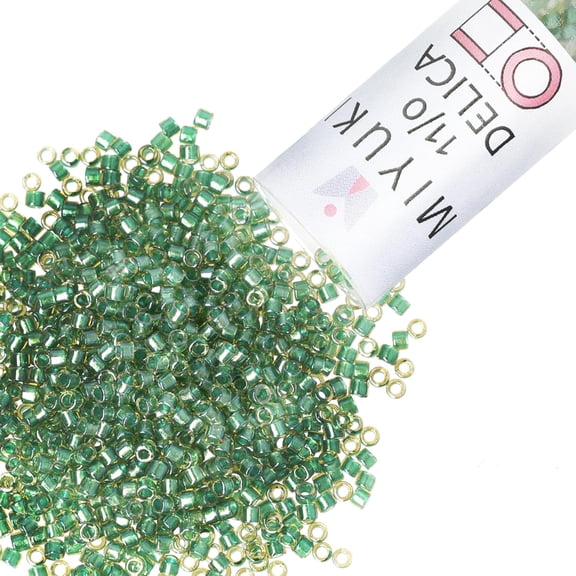 Miyuki Delica Seed Beads – Size 11/0 (1.6 mm), DB0917, Sparkling Light Green-Lined Topaz, 7.2 g, Approx. 1440 Beads