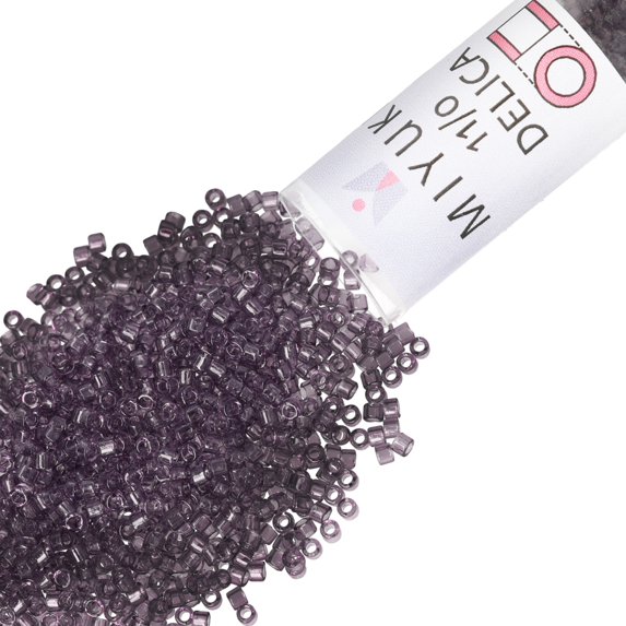 Miyuki Delica Seed Beads – Size 11/0 (1.6 mm), DB1105, Transparent Light Amethyst, 7.2 g, Approx. 1440 Beads