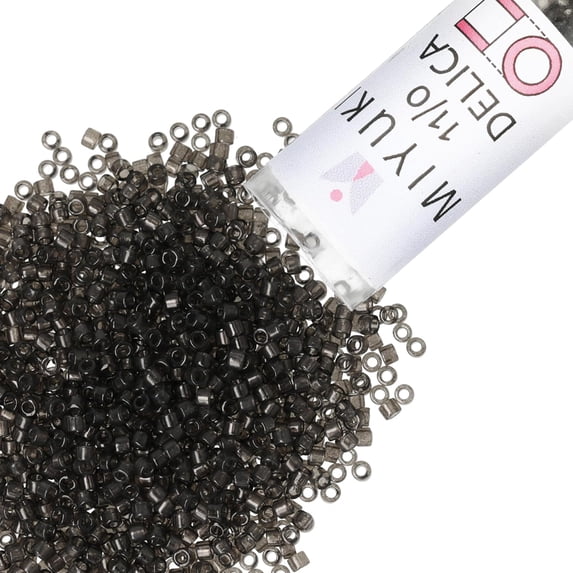Miyuki Delica Seed Beads – Size 11/0 (1.6 mm), DB1319, Dyed Transparent Dark Gray, 7.2 g, Approx. 1440 Beads