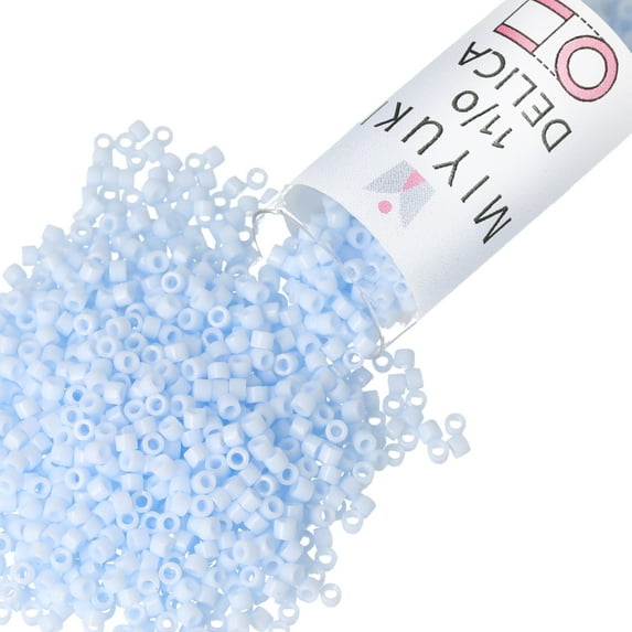 Miyuki Delica Seed Beads – Size 11/0 (1.6 mm), DB1497, Opaque Light Blue, 7.2 g, Approx. 1440 Beads