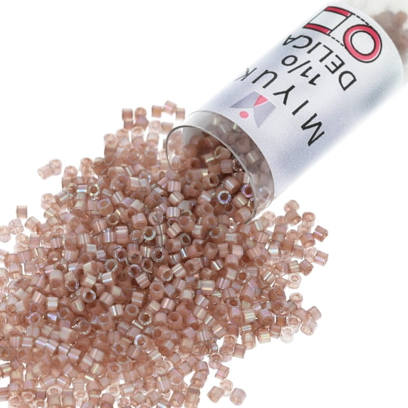 Miyuki Delica Seed Beads – Size 11/0 (1.6 mm), DB1879, Silk Inside Dyed Beige AB, 7.2 g, Approx. 1440 Beads