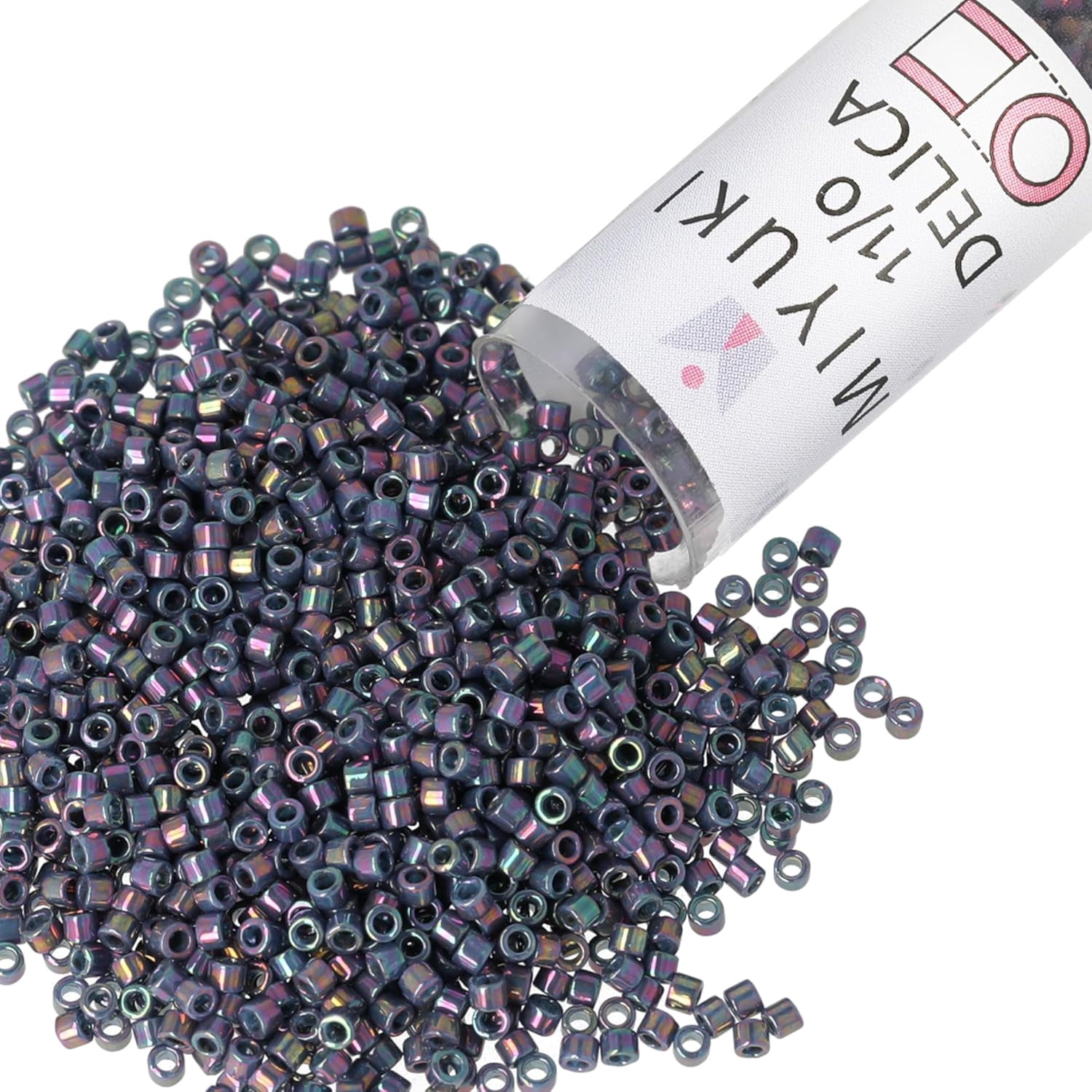 Miyuki Delica Seed Beads – Size 11/0 (1.6 mm), DB0134, Purple Gray Luster, 7.2 g, Approx. 1440 Beads