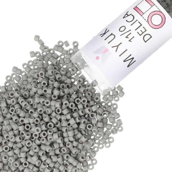 Miyuki Delica Seed Beads – Size 11/0 (1.6 mm), DB0761, Matte Opaque Gray, 7.2 g, Approx. 1440 Beads