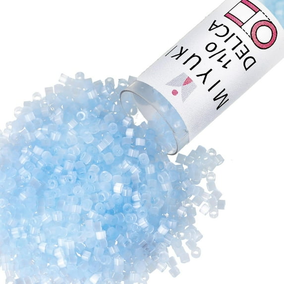 Miyuki Delica Seed Beads – Size 11/0 (1.6 mm), DB0831, Light Blue Silk, 7.2 g, Approx. 1440 Beads