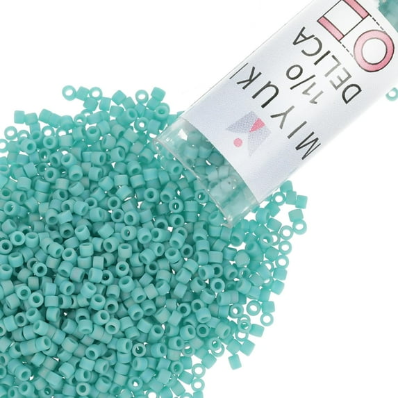 Miyuki Delica Seed Beads – Size 11/0 (1.6 mm), DB0878, Matte Opaque Turquoise AB, 7.2 g, Approx. 1440 Beads