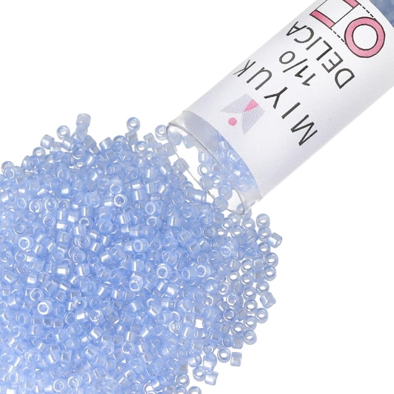 Miyuki Delica Seed Beads – Size 11/0 (1.6 mm), DB1475, Pale Sky-Blue, 7.2 g, Approx. 1440 Beads