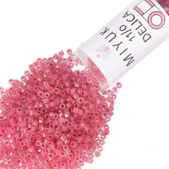 Miyuki Delica Seed Beads – Size 11/0 (1.6 mm), DB1742, Rose-Lined Opal AB, 7.2 g, Approx. 1440 Beads