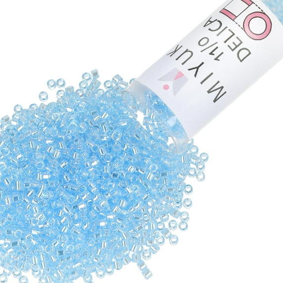 Miyuki Delica Seed Beads – Size 11/0 (1.6 mm), DB1890, Transparent Sky-Blue Luster, 7.2 g, Approx. 1440 Beads