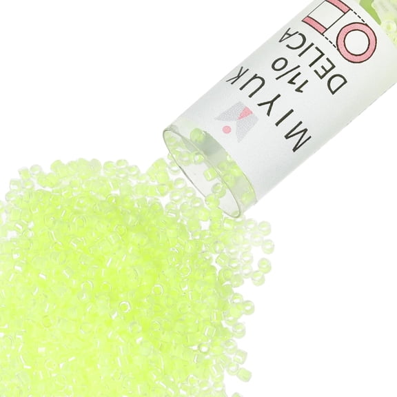 Miyuki Delica Seed Beads – Size 11/0 (1.6 mm), DB2031, Luminous Limeade, 7.2 g, Approx. 1440 Beads