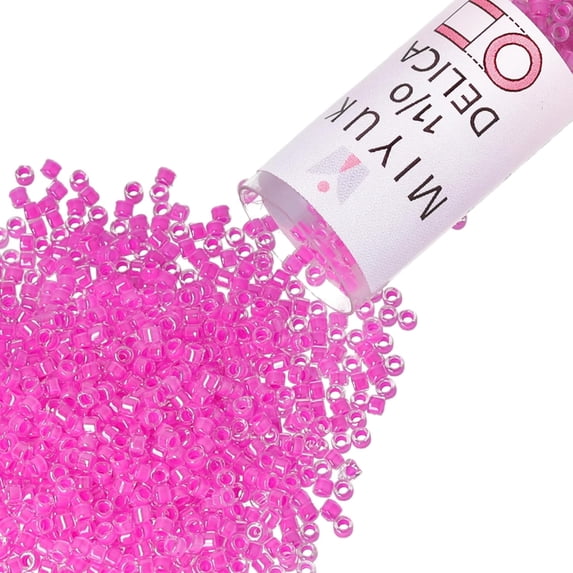 Miyuki Delica Seed Beads – Size 11/0 (1.6 mm), DB2037, Luminous Hot Magenta, 7.2 g, Approx. 1440 Beads