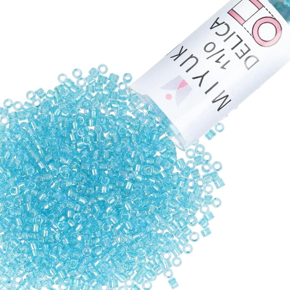 Miyuki Delica Seed Beads – Size 11/0 (1.6 mm), DB2382, Fancy Lined Aqua, 7.2 g, Approx. 1440 Beads