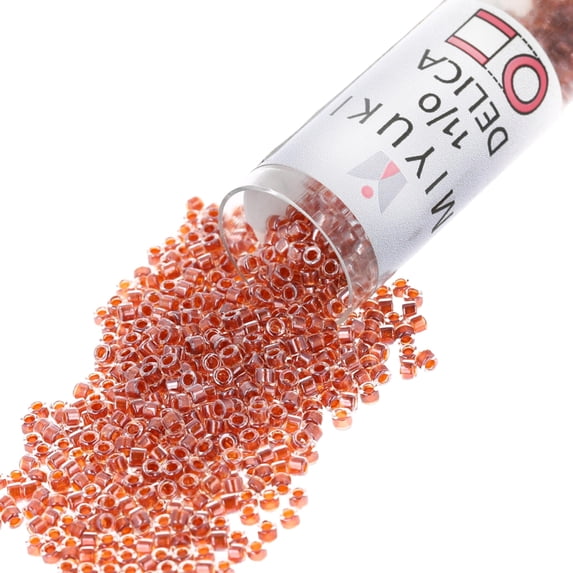 Miyuki Delica Seed Beads – Size 11/0 (1.6 mm), DB0915, Sparkling Ginger-Lined Crystal, 7.2 g, Approx. 1440 Beads