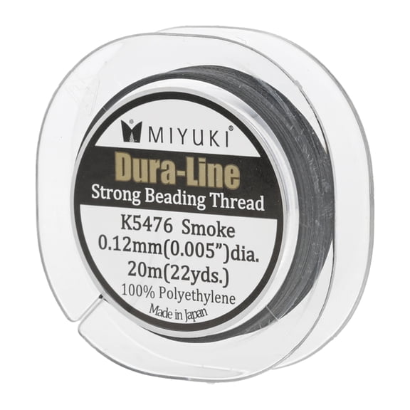 Miyuki Dura-Line Beading Thread – Durable Braided String, Smoke, 0.12 mm in Diameter, 20-Meter Spool