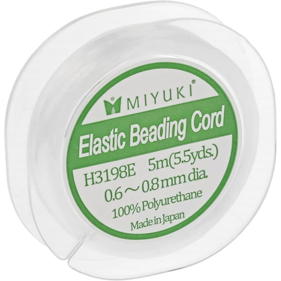 Miyuki Elastic Beading Cord – Clear, 0.8 mm Diameter, 5 m Spool, Stretch String for Jewelry Making
