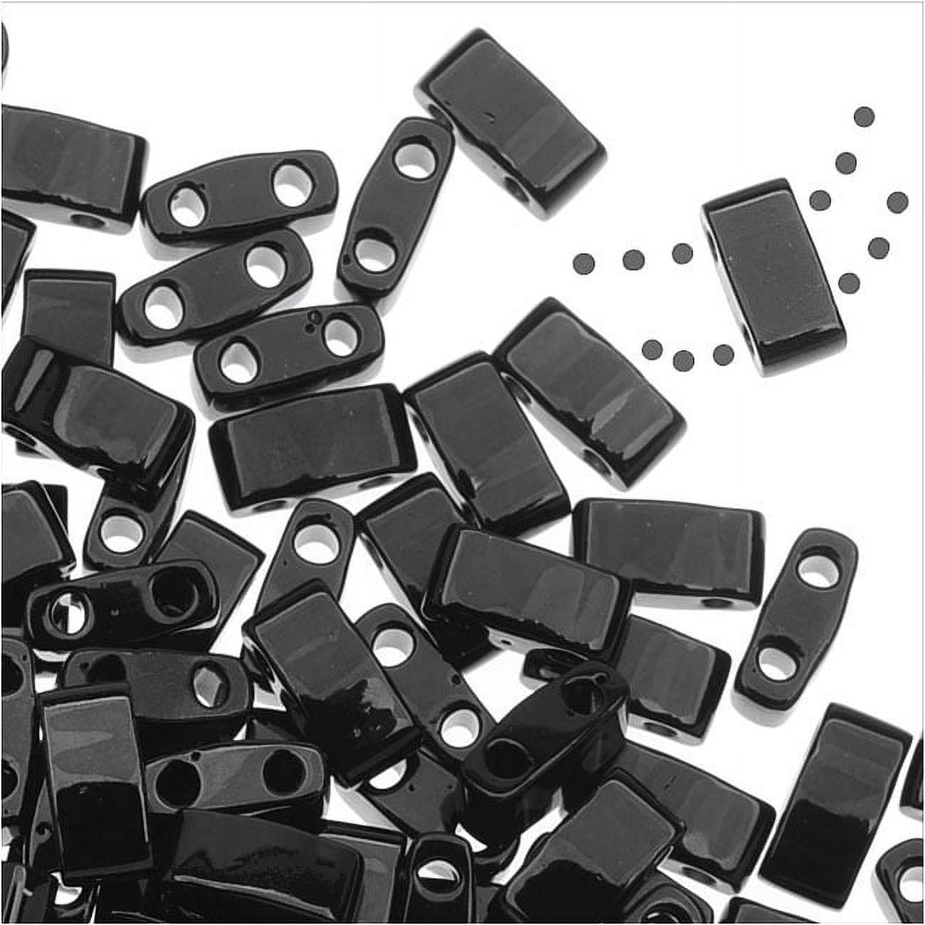 Miyuki Half Tila 2 Hole Rectangle Beads 5x2.3mm - Black 7.8 Grams