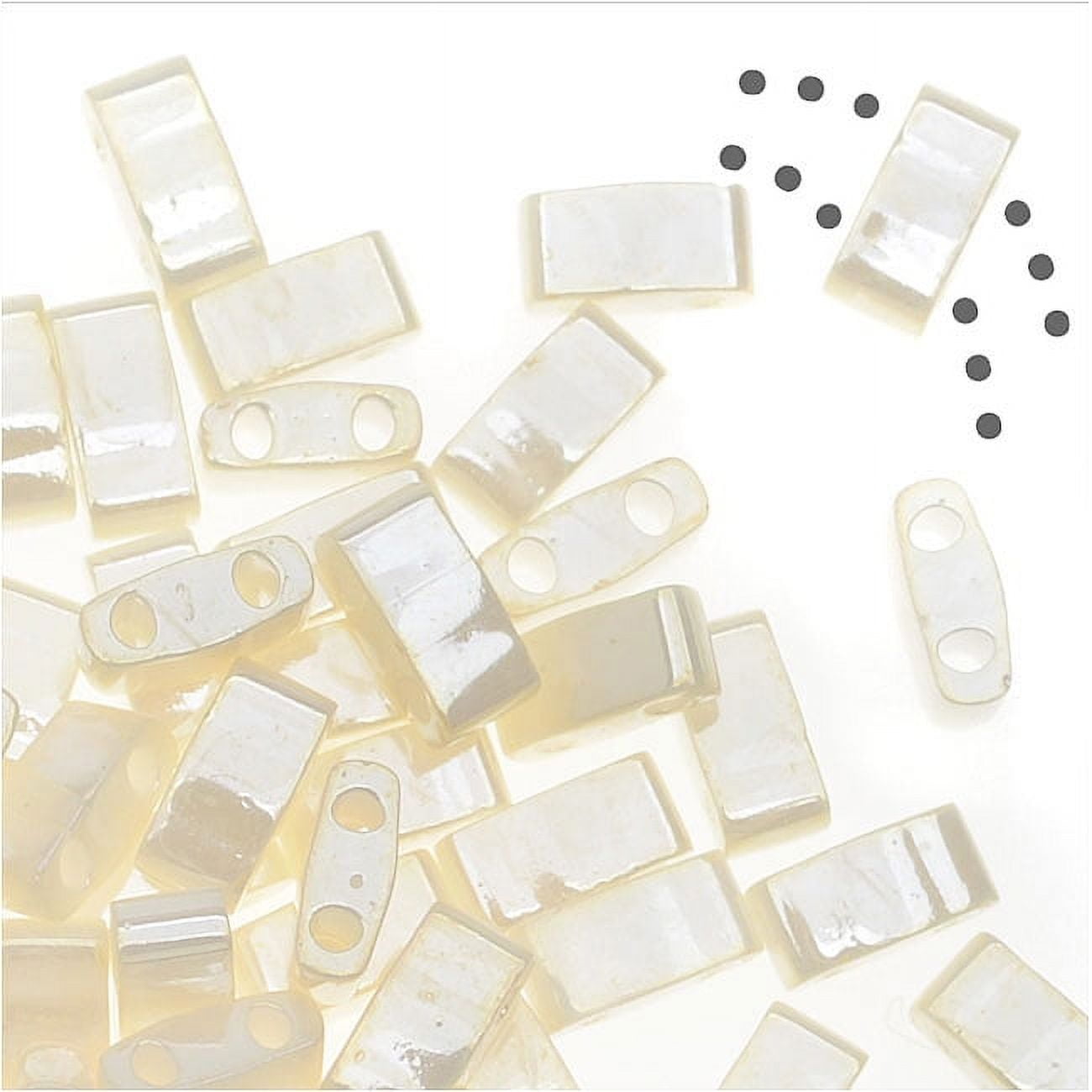 Miyuki Half Tila 2 Hole Rectangle Beads 5x2.3mm- Ivory Pearl Ceylon 7.8 Grms