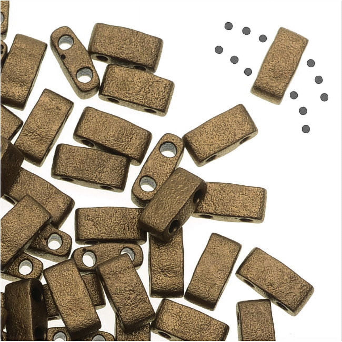 Miyuki Half Tila 2 Hole Rectangle Beads 5x2.3mm Matte Metallic Bronze 7.8 Grams