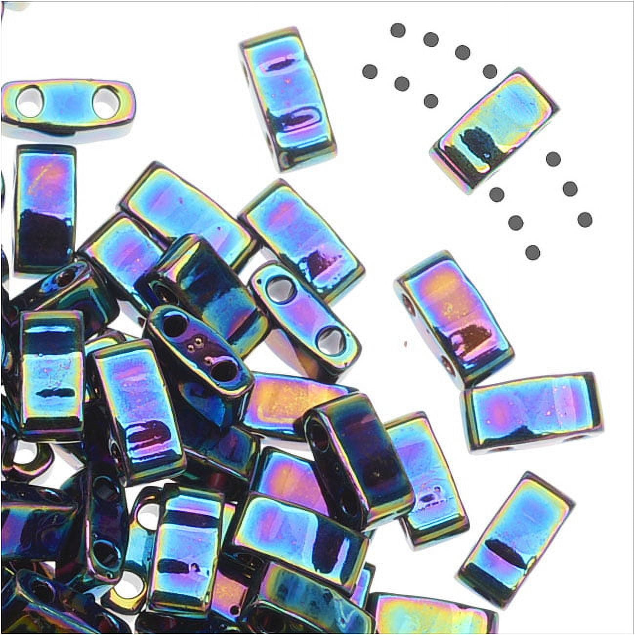 Miyuki Half Tila 2 Hole Rectangle Beads 5x2.3mm - Medium Blue Iris 7.8 Grams
