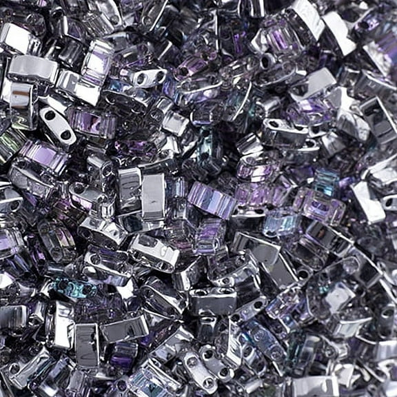 Miyuki Half Tila Cut 5x2.3mm (5.2g) 2-Hole Beads Transparent Crystal Light Vitrail HTL4574