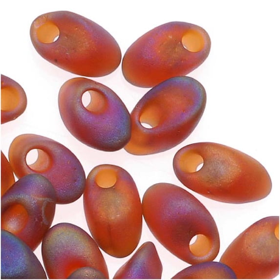 Miyuki Long Magatama Seed Beads - 4x7mm 'Matte Transparent Dark Topaz' 8.5 Grams