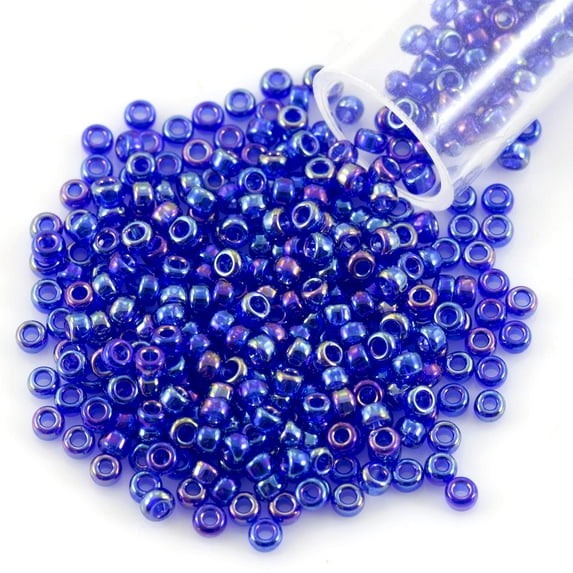 Miyuki Round Rocaille Seed Bead 11/0 Transparent Cobalt Blue AB