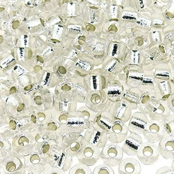 Miyuki Round Seed Bead Size 6/0 20g-Tube Silver Lined Crystal