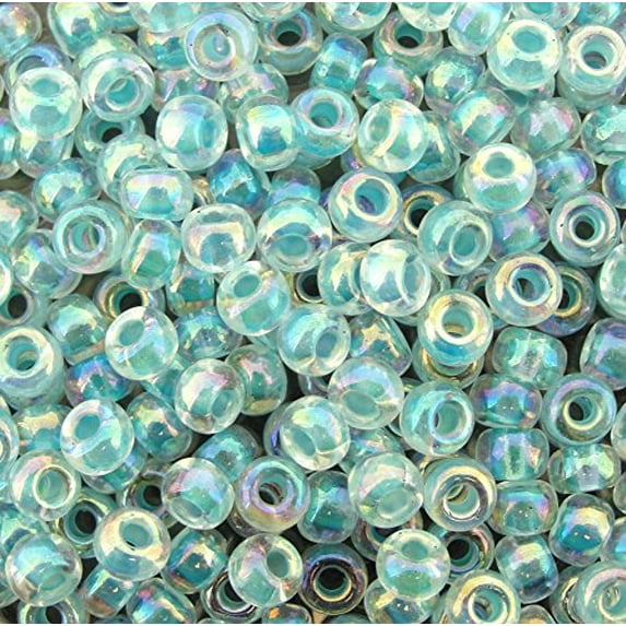 Miyuki Round Seed Beads Size 6/0 20g Glazier Blue Lined Crystal AB
