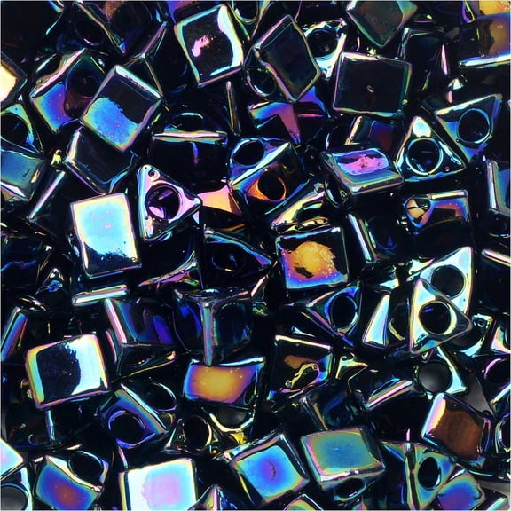Miyuki, Sharp Triangle Beads 5/0, 7 Grams, Metallic Variegated Blue Iris