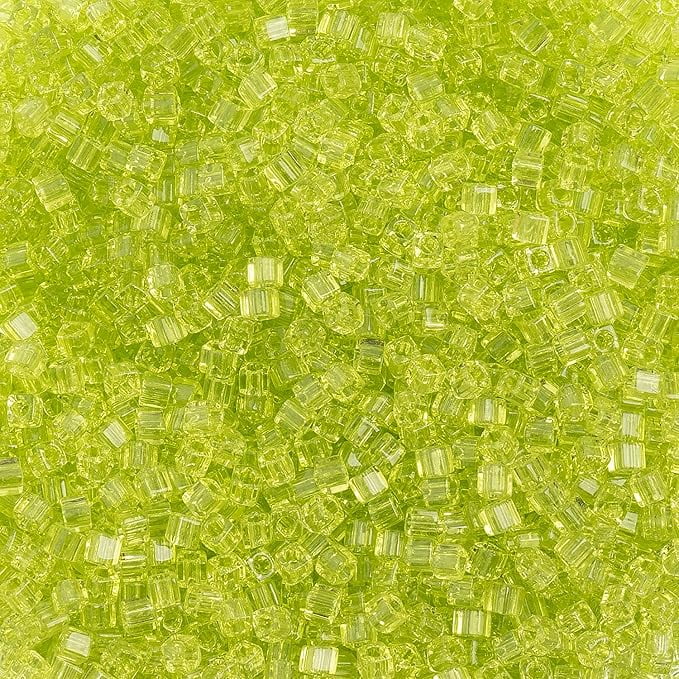 Miyuki Square/Cube 1.8mm (250g) Chartreuse Transparent Glass Square Bead for Jewelry Bracelets, Necklaces Decoration Design Making