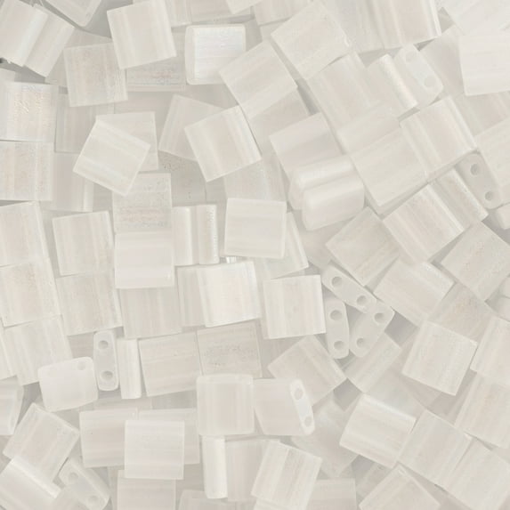 Miyuki TILA 5mm 2-Hole Square Glass Beads TL-131FR Transparent Crystal AB Matte 5.2 Grams