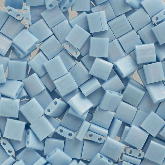 Miyuki TILA 5mm 2-Hole Square Glass Beads TL-413FR Opaque Light Blue AB Matte 5.2 Grams