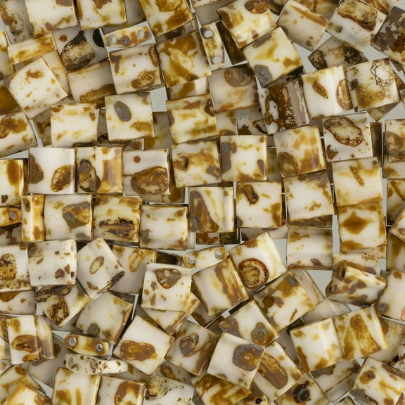 Miyuki TILA 5mm 2-Hole Square Glass Beads TL-4512 White Walnut Picasso Opaque 5.2 Grams