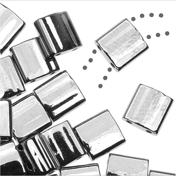 Miyuki Tila 2 Hole Square Beads 5mm - Nickel Plated 7.2 Grams