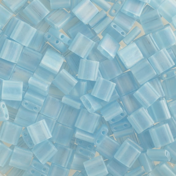 Miyuki Tila Beads 5x5mm (5.2g) 2-Hole TL0148FRV Aquamarine Transparent Matte AB
