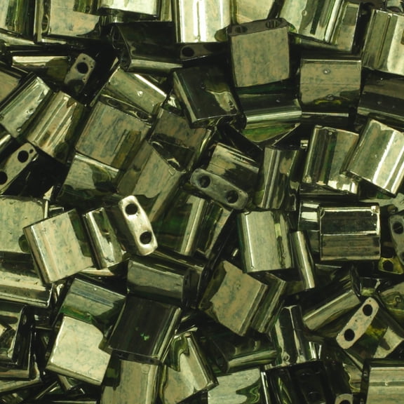 Miyuki Tila Beads 5x5mm (5.2g) 2-Hole Transparent Olive Green Gold (TL0306V)