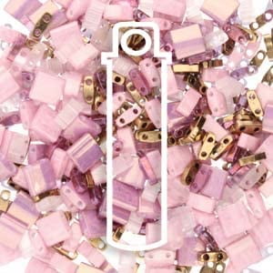 Miyuki Tila Beads, Assorted Sizes, 2-Hole Shape Mixes, Queens Court Color Mix, 7.2 Gram Tube