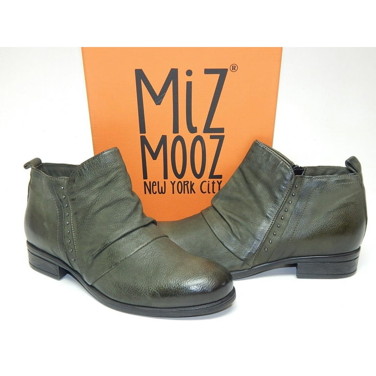 Miz Mooz Snap Sz EU 41 W US 9.5 10 W WIDE Womens Leather Studded Booties Olive Walmart