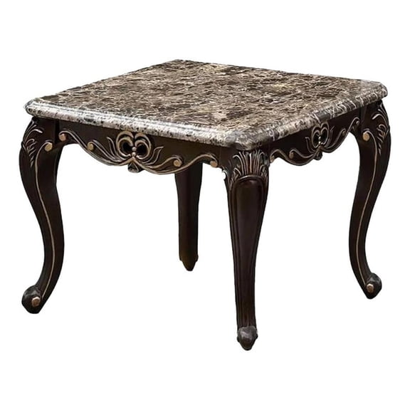 Side End Table-28 Inch-Carved Cabriole Legs-Champagne Silver