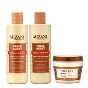 Mizani Press Agent Shampoo 8.5oz + Conditioner 8.5oz + Rose H2O 8oz w Processing Caps