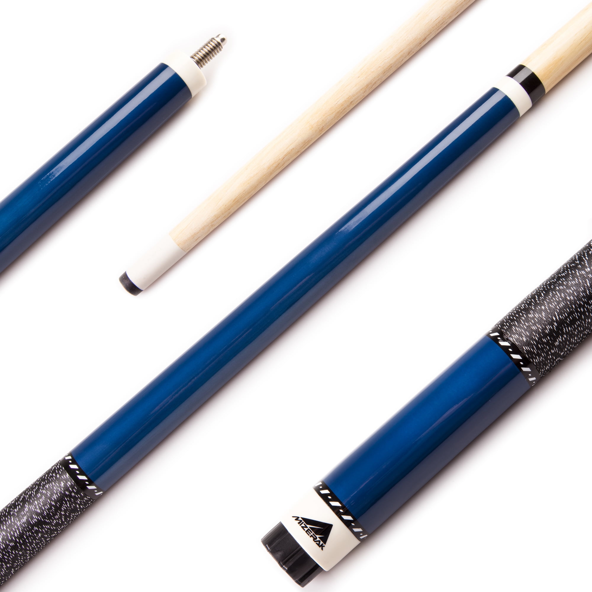 57" Blue Hardwood Two-Piece Pool Cue with Leather Tip
