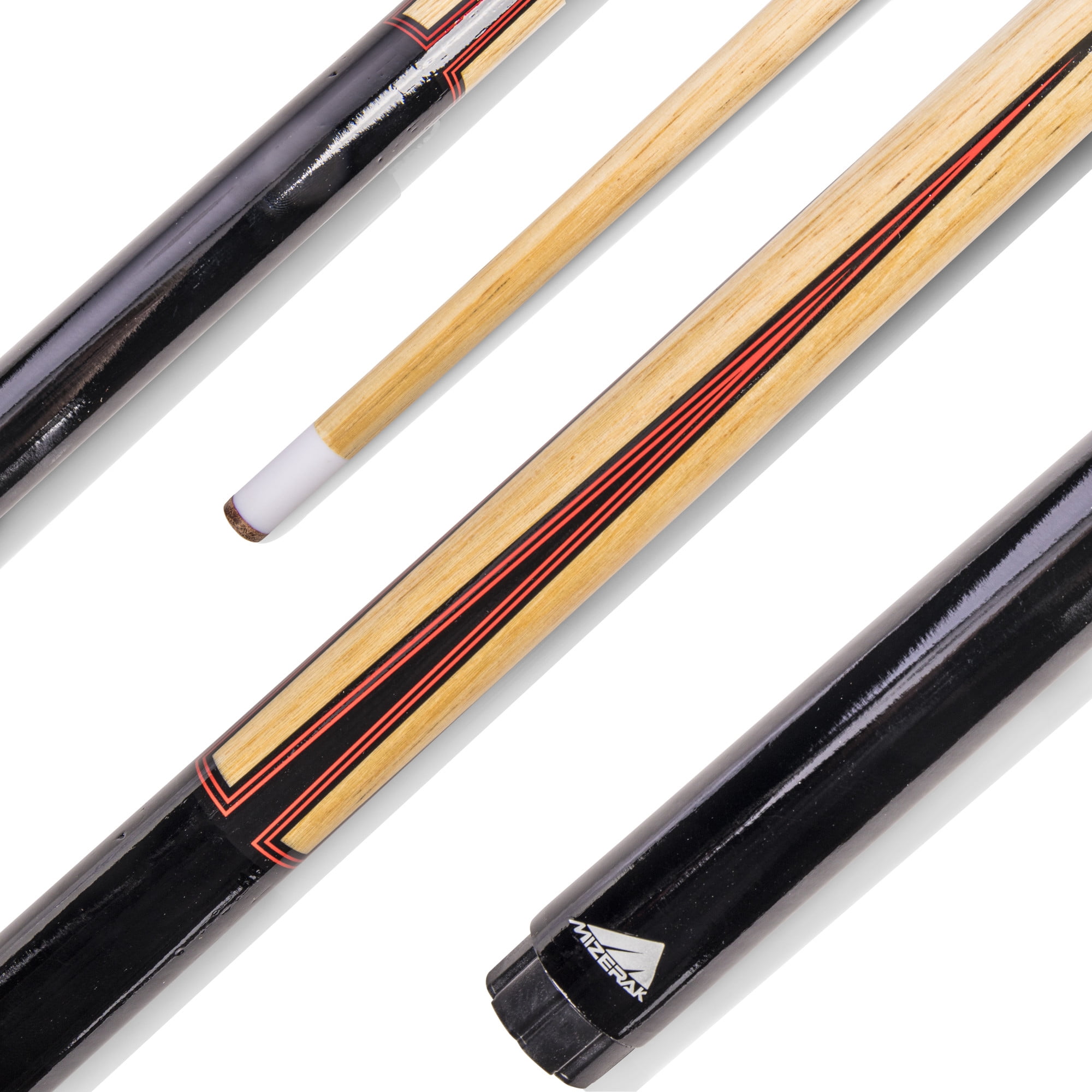 Mizerak 57" High-Gloss Black and Natural Wood Pool Cue