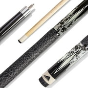 Mizerak 57" Premium Hardwood Cue (2-Piece) with 12mm Ferrule with Leather Tip, Hardwood Construction and High Gloss Finish - Silver