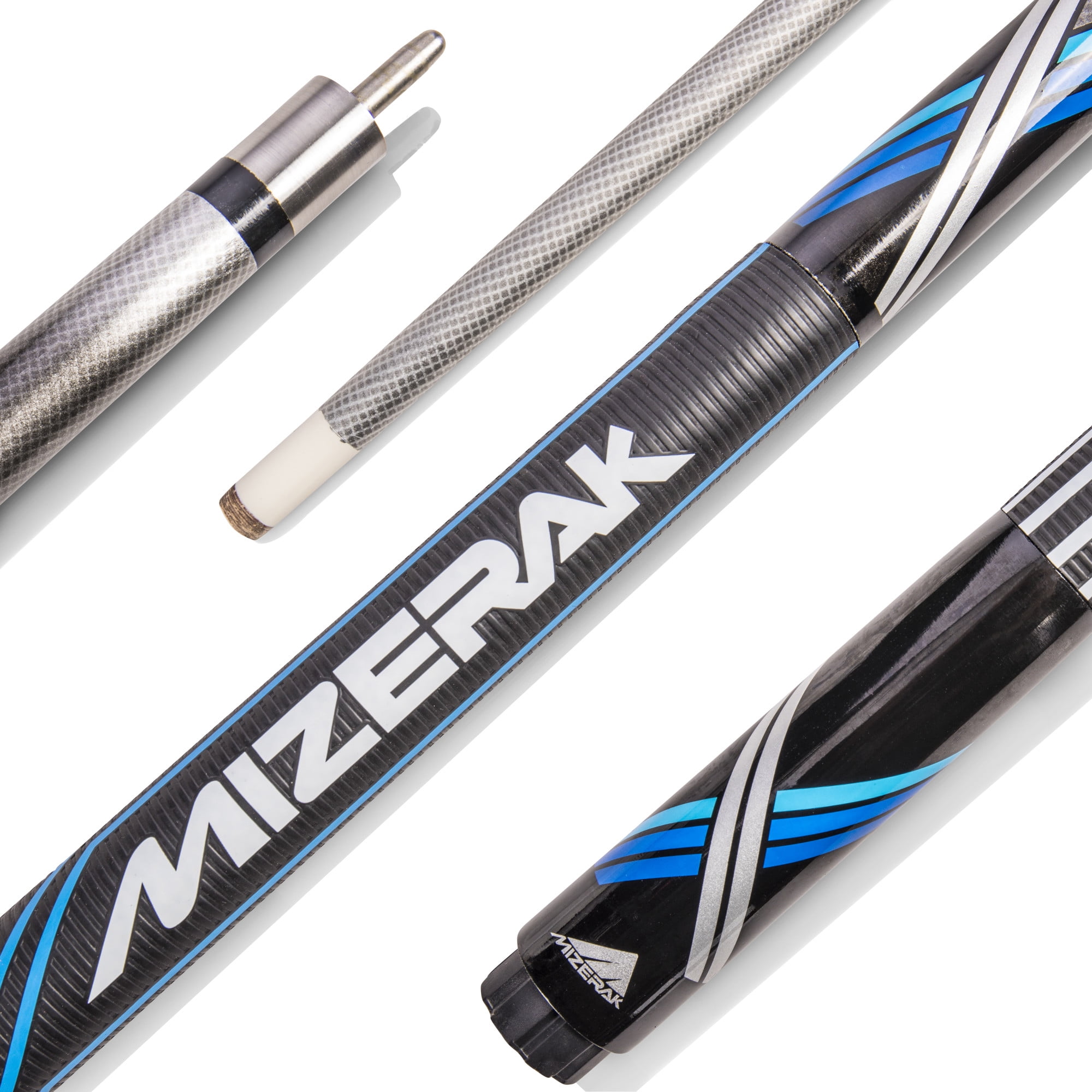 Mizerak 58" Blue Graphite Sport Grip Cue with Stainless Steel Joint
