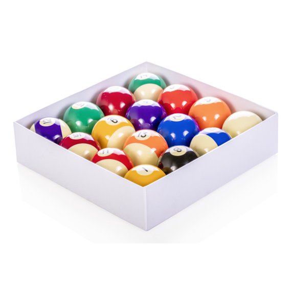 Mizerak Regulation Size and Weight Deluxe Chip Resistant 15 Billiard Pool Ball and Cue Ball Set